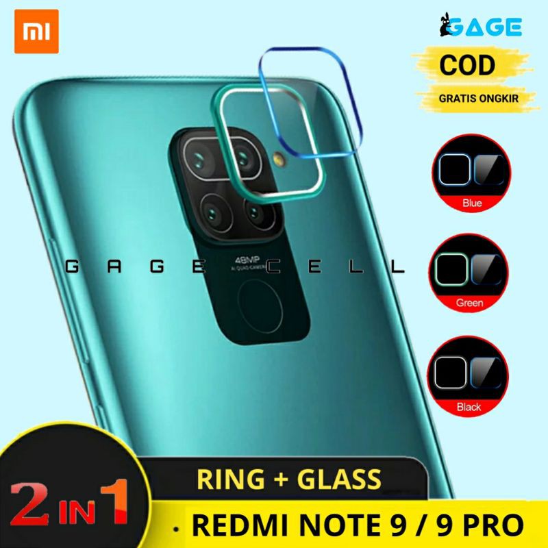 2IN1 - Ring Camera Anti Gores Kamera Xiaomi Redmi Note 9 - Note 9 Pro Lensa Protector Premium