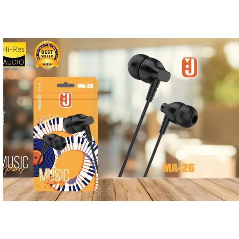 Hf Headset J/B/L MA26 / MA27 + Mic / Headsfeee Realme Pack Press Import