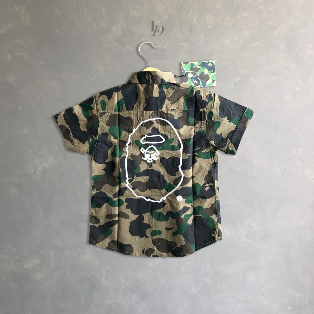 Littledrew - A017 Kemeja Pendek Anak Bape Camo Army Premium High Quality