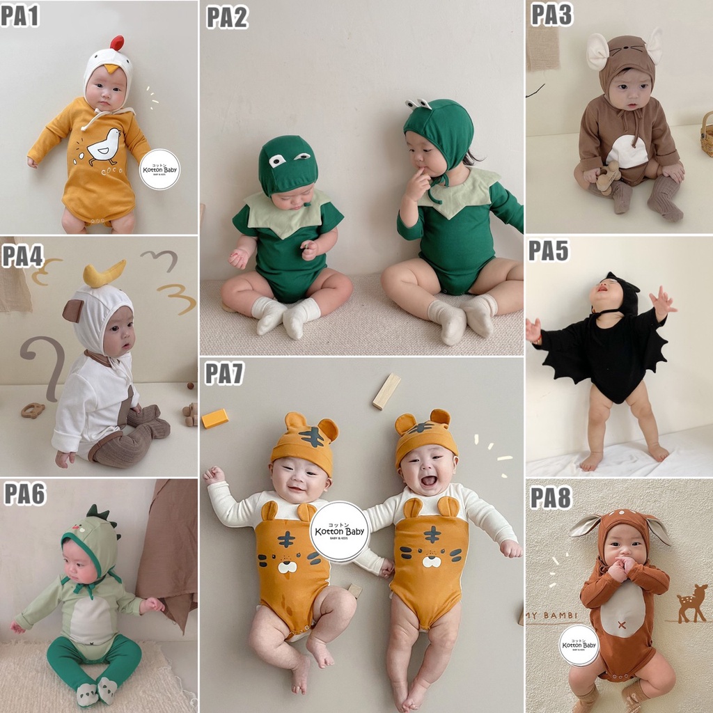 0-18bln | JUMPER PAKAIAN BAJU ANAK BAYI KARAKTER ANIMAL COSPLAY JUMPSUIT ROMPER TMGF catalog