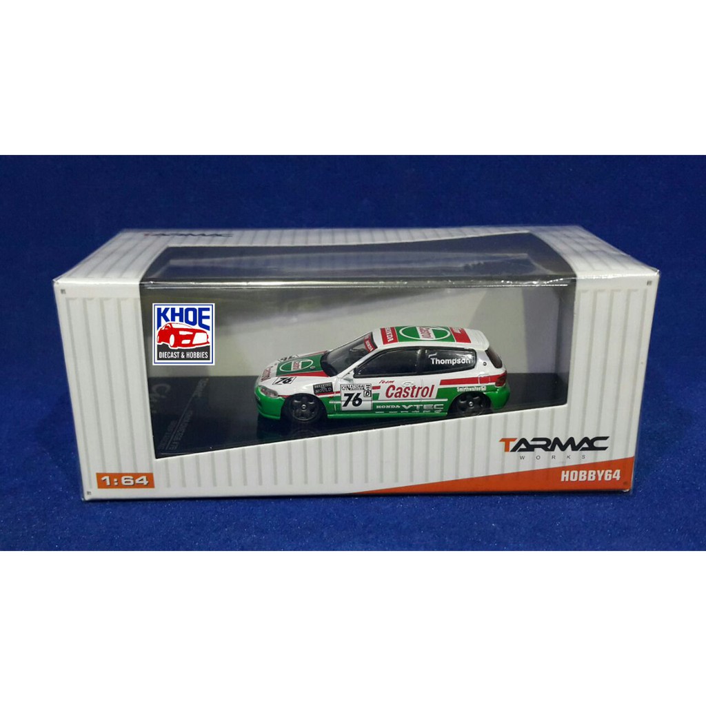 DIECAST MINIATUR HONDA CIVIC ESTILO SPOON CASTROL SKALA 1/64 BY TARMAC WORKS