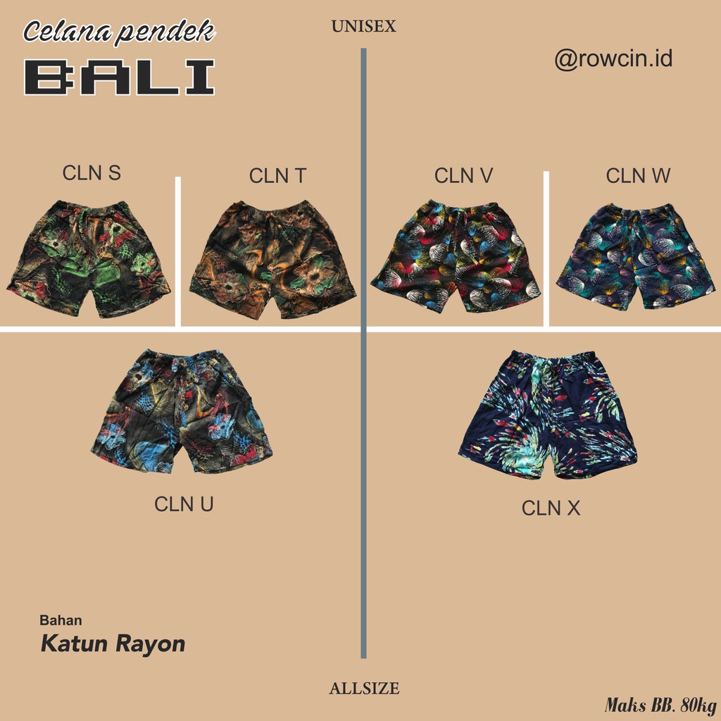 CELANA PENDEK BALI ALLSIZE UNISEX 2