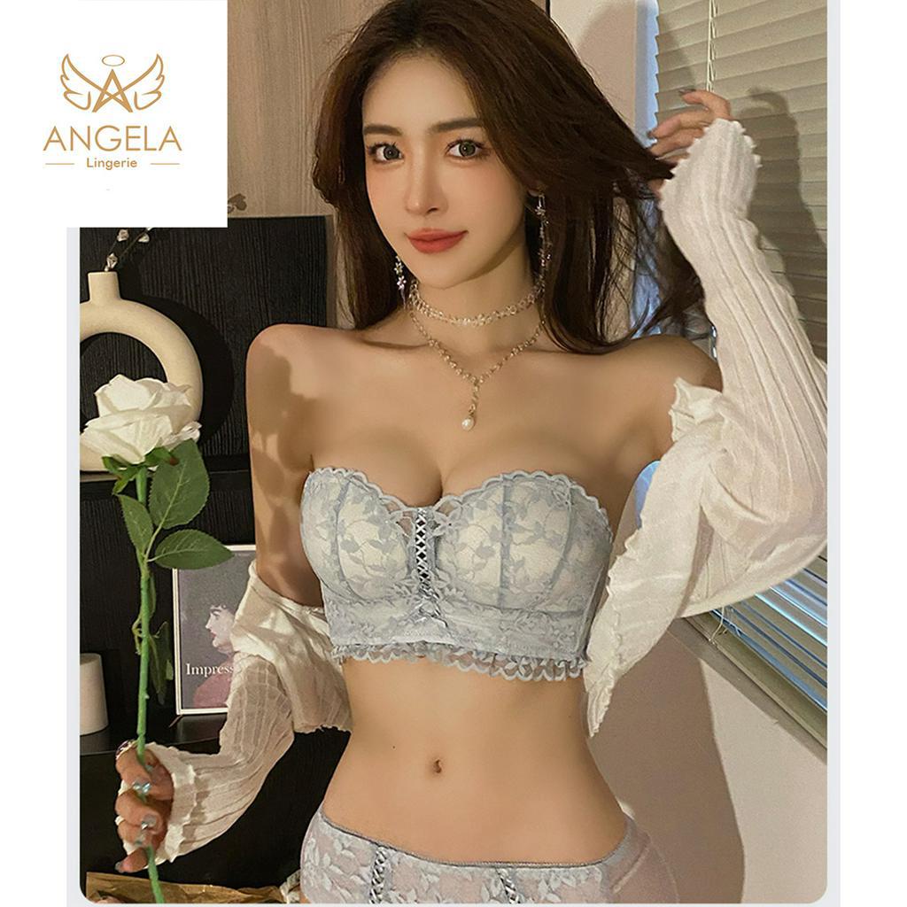 ANGELA PREMIUM JAPAN Bra BH Push Up Set No Kawat Celana Dalam Wanita Bikini Sport Beha Lingerie Korea Fashion Bralette Remaja Perempuan Sexy Pakaian Dalam COD Renang Motif Cewek Pita Bunga Murah Yola Tali Jumbo