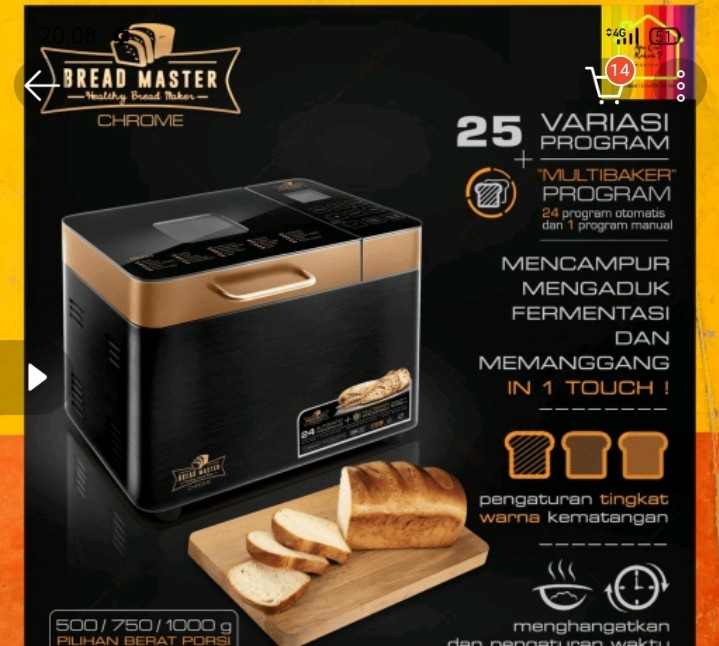 Bread Master Chrome Mesin Pembuat Roti Otomatis / Bread Maker / Peralatan Kue / Baking Ready Medan
