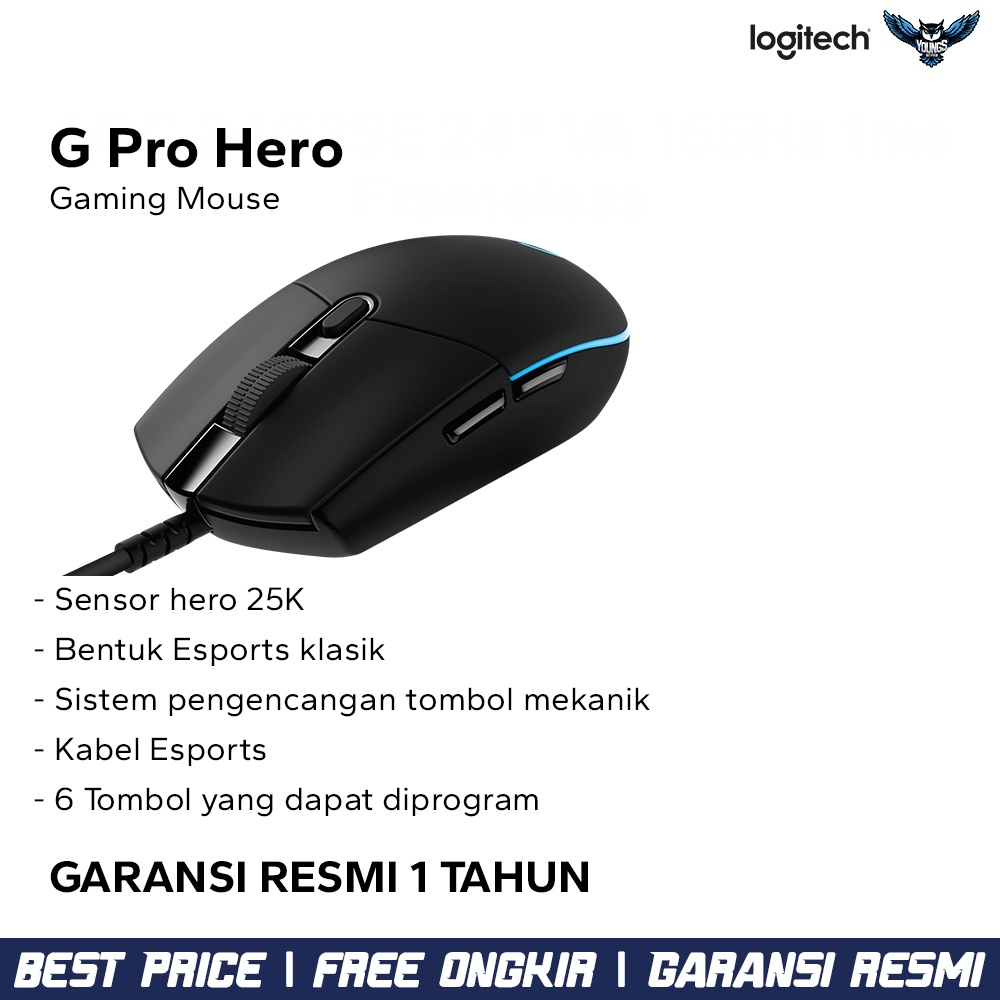 Logitech G PRO HERO Corde | Mouse Gaming Wired Sensor 25K DPI