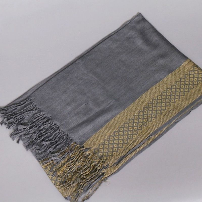 GOLDEN SCARF | SYAL PASHMINA SELENDANG BENANG GOLD POLOS-3