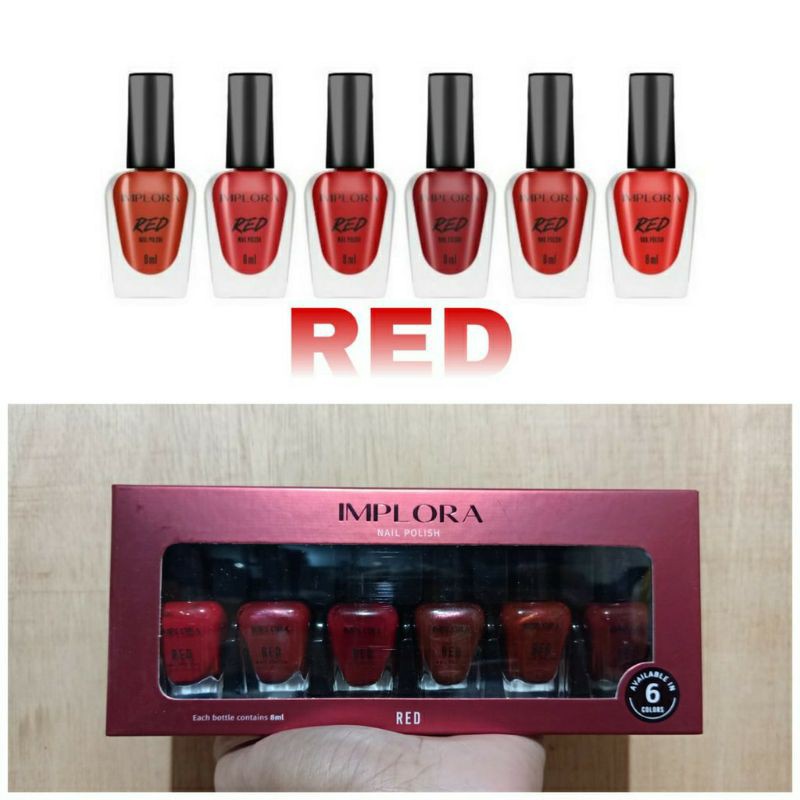 ( Harga 1pak isi 6pcs ) KUTEK IMPLORA RED SERIES NAIL POLISH ORIGINAL BPOM