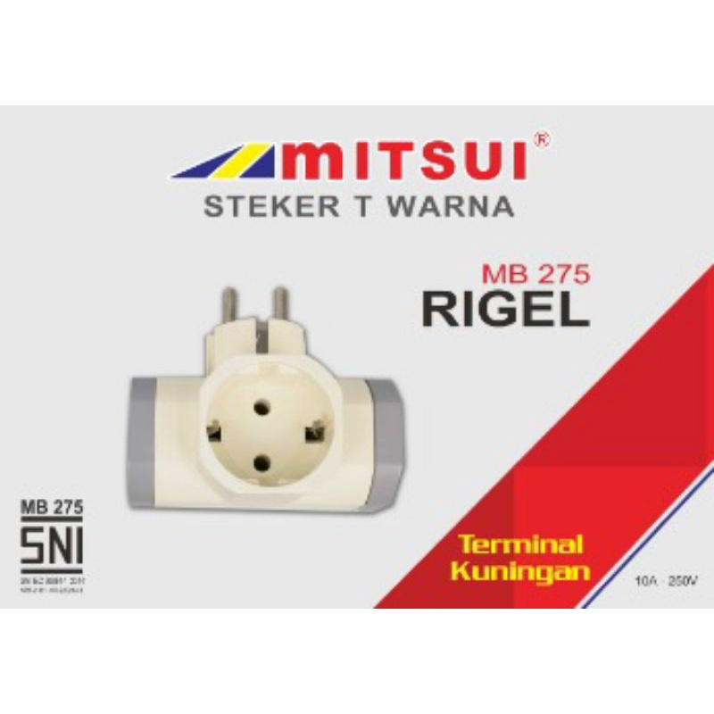 Steker T arder 3 cabang colokan Mitsui Rigel steker MB275 stop kontak T