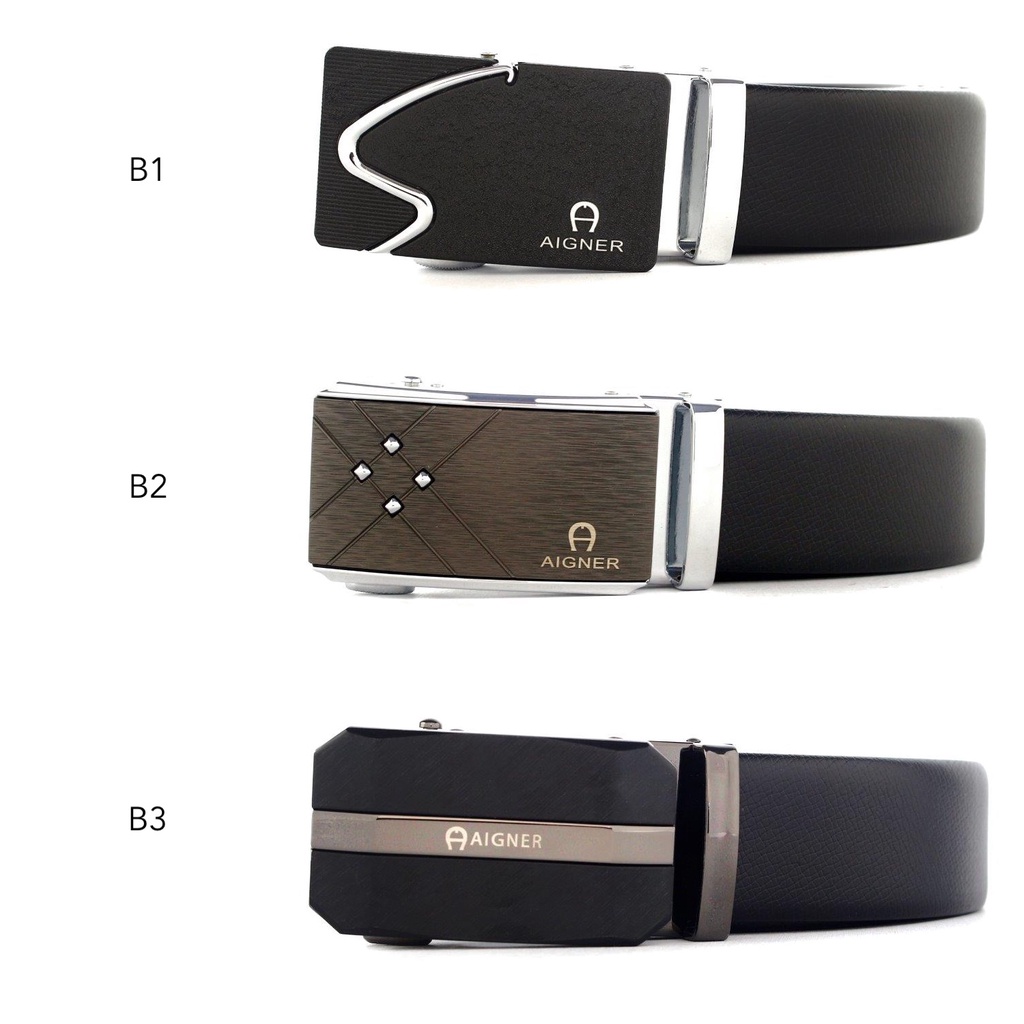 IKAT PINGGANG PRIA REL KULIT | BIG SIZE | GESPER AIGNER BLACK 150CM PREMIUM QUALITY MEN BELT CMP