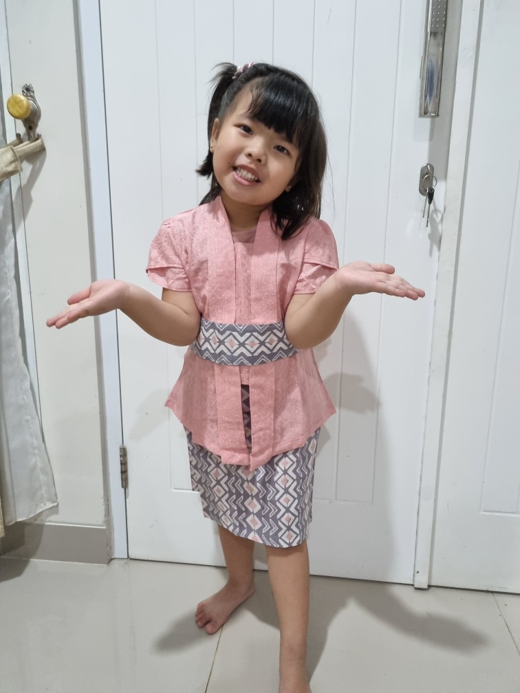 Kebaya Panahan Dusty Pink Batik Anak