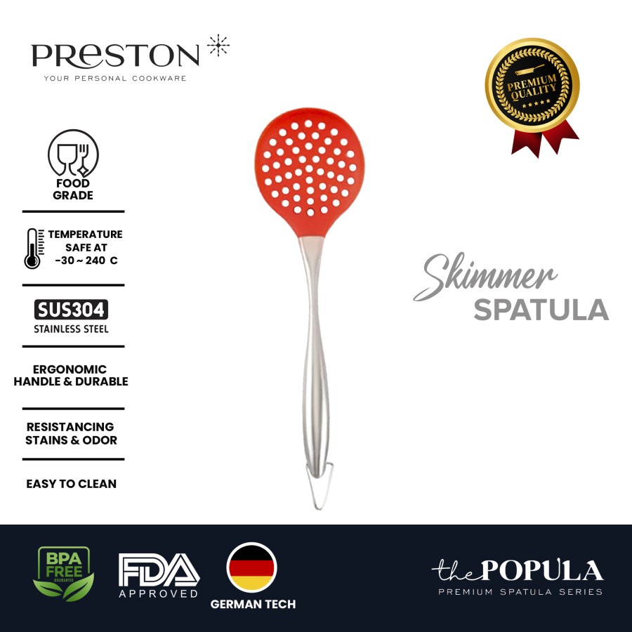 PRESTON COOKWARE SKIMMER - Preston Skimmer Spatula MERAH - Sutil Masak Silikon Food Grade