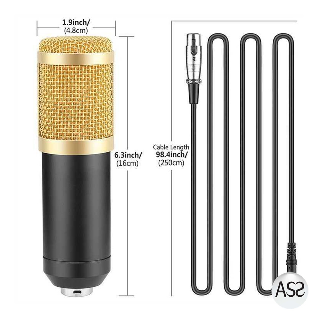 ASS Shop - Condenser Microphone BM-800+Scissor Arm Stand+Phantom Power+SC+Filter