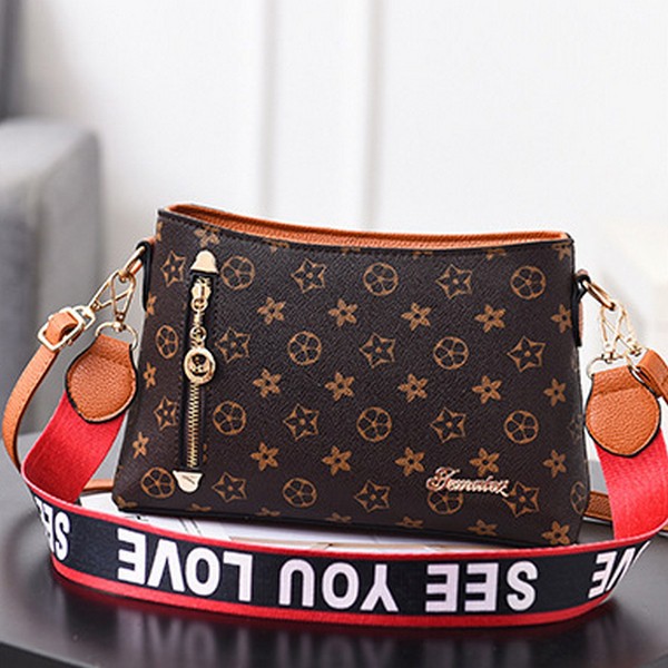 TAS SELEMPANG KULIT TALI KANVAS LEBAR IMPORT  MURAH FASHION BRANDED #9032