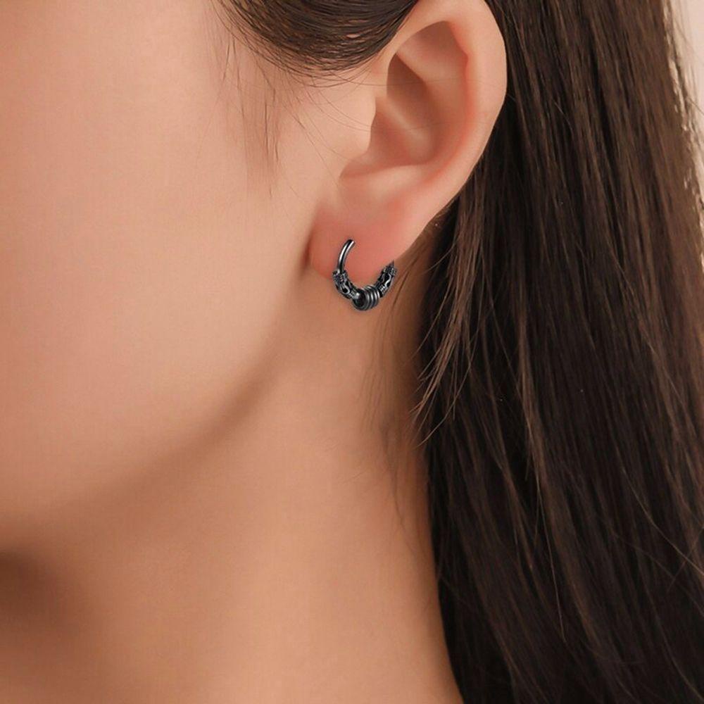 REBUY Rebuy Men Hoop Earrings Personality Simple Women Hollow Round Hip Hop Anting Gaya Korea