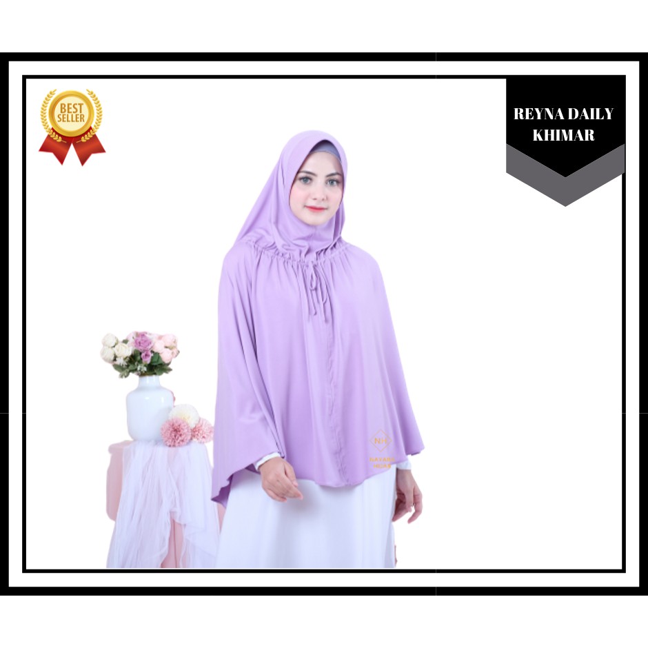 KHIMAR SYARI REYNA DAILY JERSEY PREMIUM SERUT TALI DEPAN/ HIJAB INSTAN BERGO REYNA MAUVE