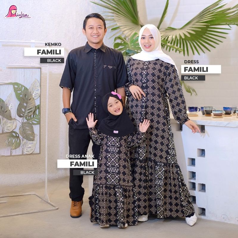 Set Famili by Miulan | couple gamis ibu anak dan kemeja ayah