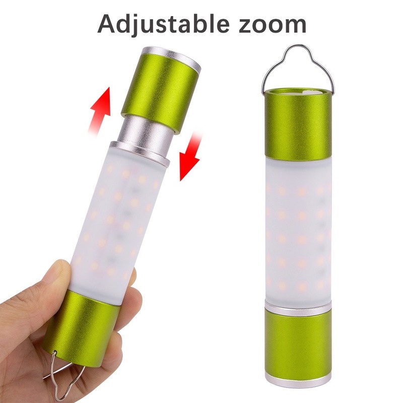 USB Rechargeable Hanging Flashlight Zoomable LED Torch Camping Tent Lamp Outdoor Night Light