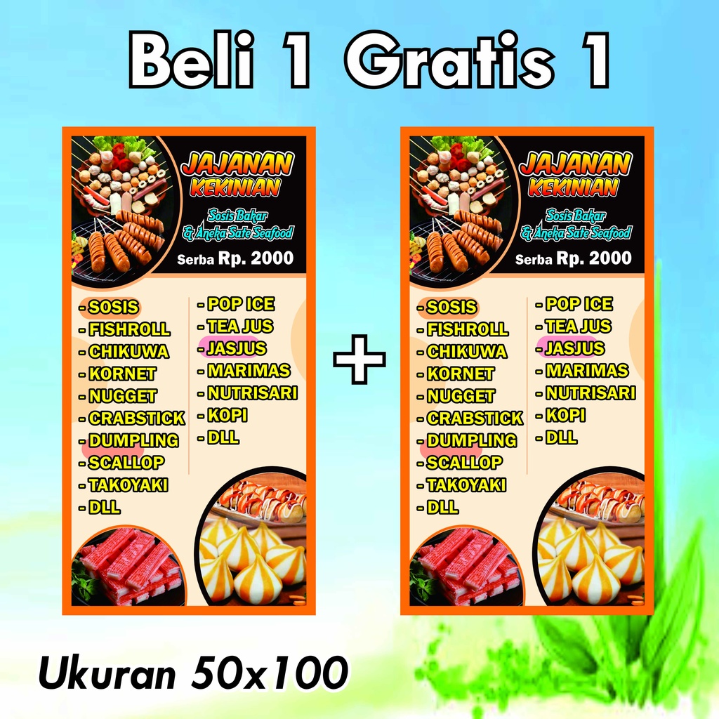 Spanduk Sosis Bakar/sate seafood 50x100