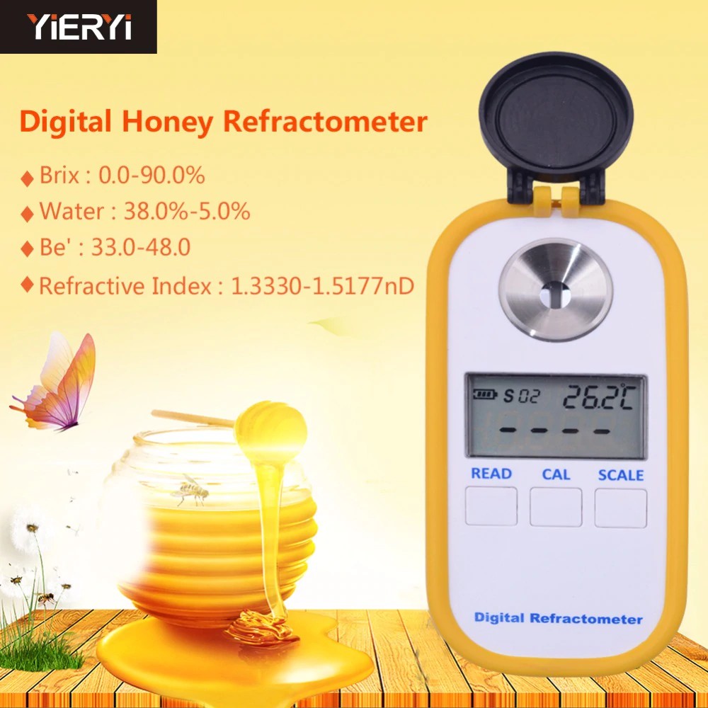 FREE ONGKIR Portable digital Honey refractometer Brix Refractive Index Refractometer 0-90% Brix