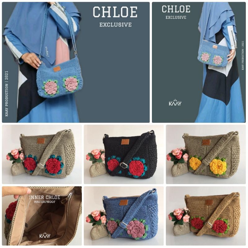 KAAY Tas Rajut CHLOE Crochet Sling Bag Waterproof Selempang Fashion Wanita - Kaay Bags