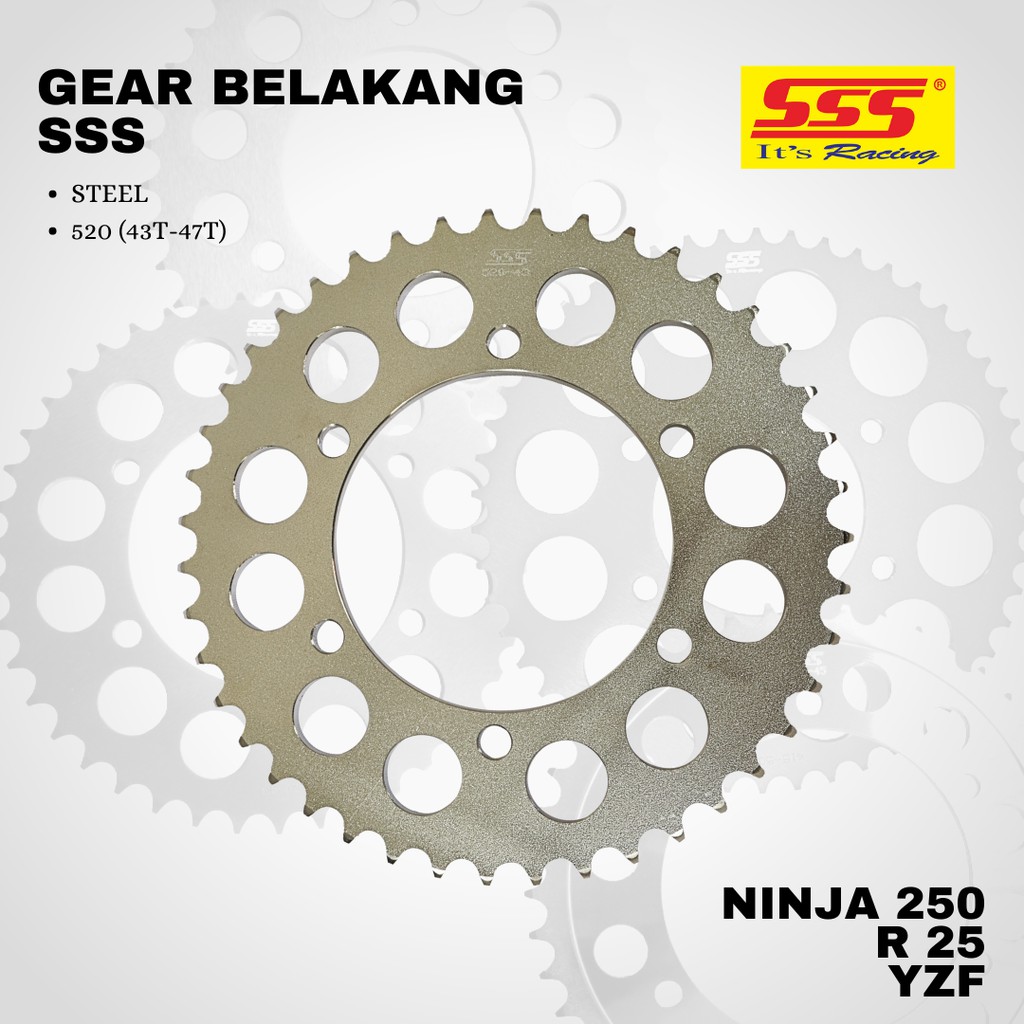 Gear gir Ninja 250 YZF r25 sss 520 41 42 43 44 45 46 47 48 49 50 STEEL SILVER