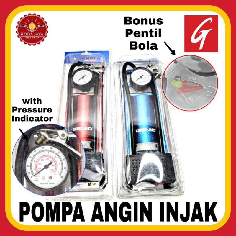 GENIO Pompa Injak Sepeda Motor Mobil Pompa Angin