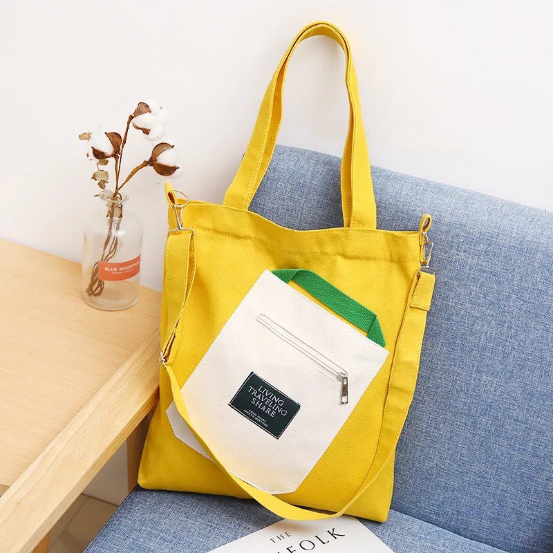 Korean Solid Color Tote Bag / Tas Selempang Wanita Serbaguna NJ16