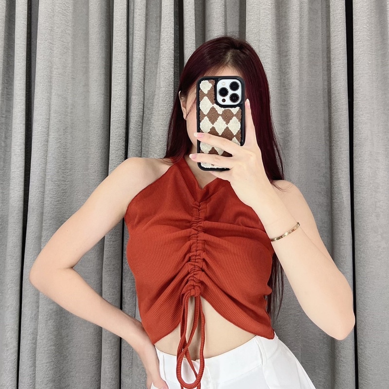 Tanktop crop serut tengah 222 | Tanktop korea import