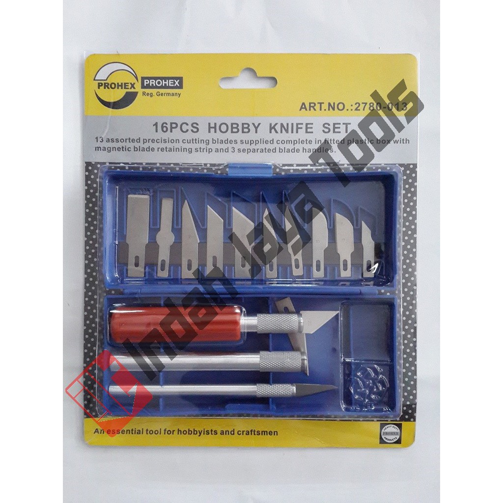 HASSTON 2780-013 Hobby Knife Set 16 Pcs - Pisau Ukir Pahat Kayu Set