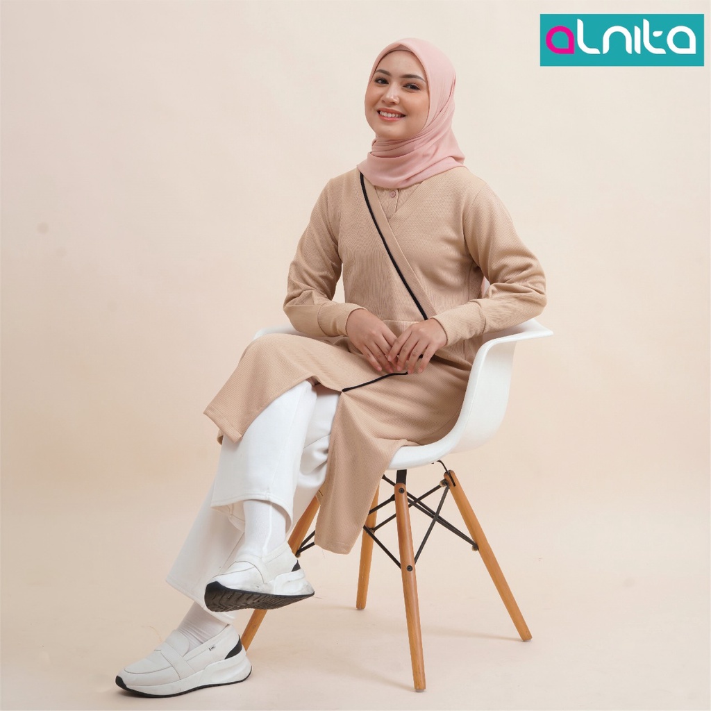 Alnita Tsana Midi Bahan Monza Tunik Modern Simpel kekinian by Alnita bisa COD