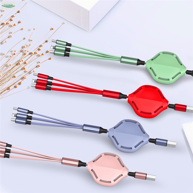 3 In 1 Data Cable for Mobile Phone, Universal Multi-function Car Telescopic Charging Device（Telescopic King Kong）