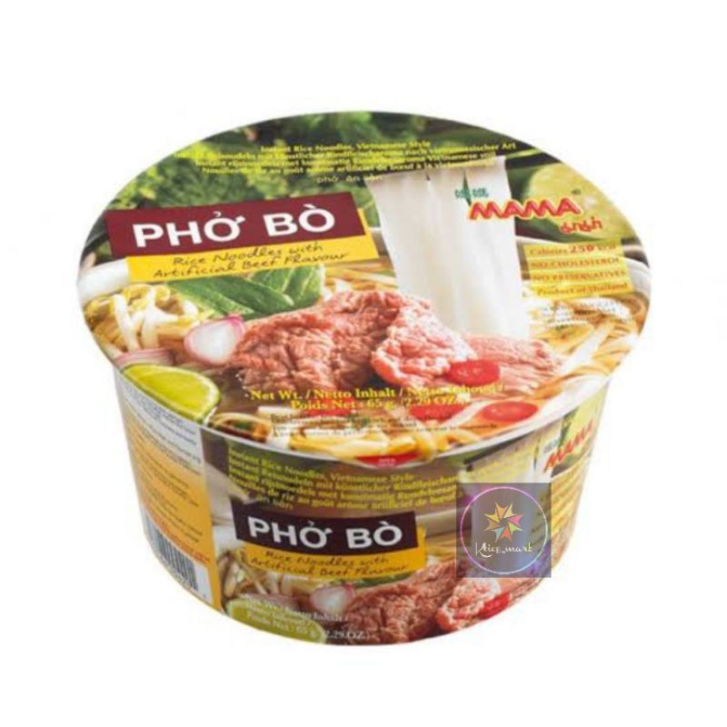 

MAMA PHO BO Rice Noodle Beef Flavour 65gr Cup/Noodles Import