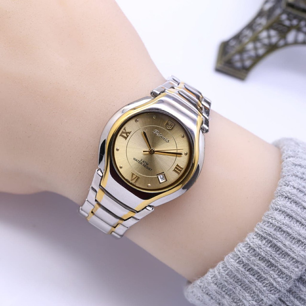 Zareh Sharan Yangambi Jam Tangan Wanita / Cewek Tetonis Original T35 Rantai Kombinasi Gold