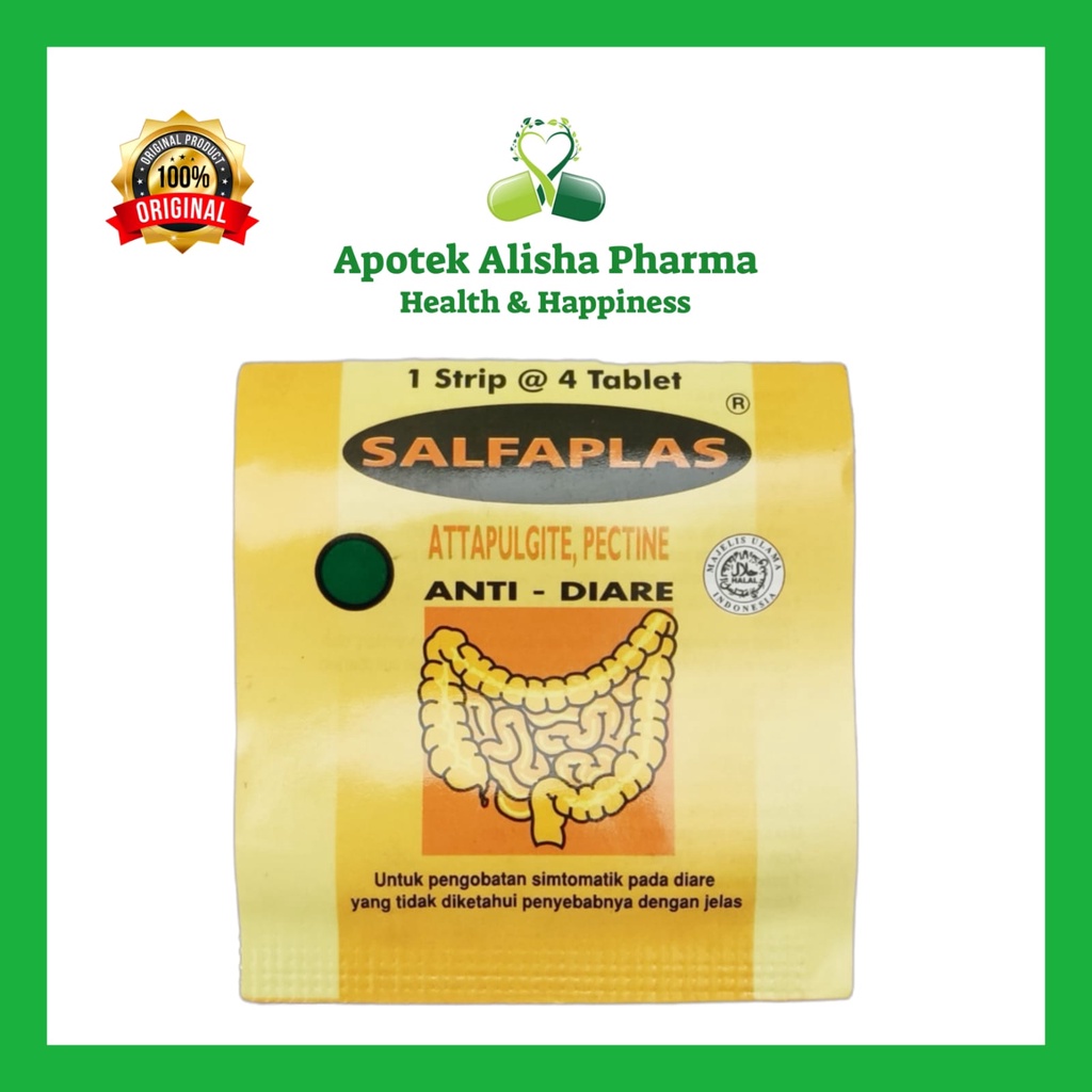 Salfaplast Tablet (Strip 4tablet) - Salpaplas Attapulgite Pectin Tablet Obat Diare/Mencret/Keracunan Makanan