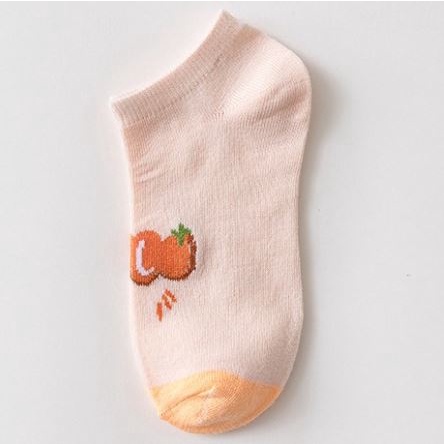 DF KK204 Kaos Kaki Wanita Motif Buah Strawberry Orange Kaos Kaki Pendek Fashion Korean