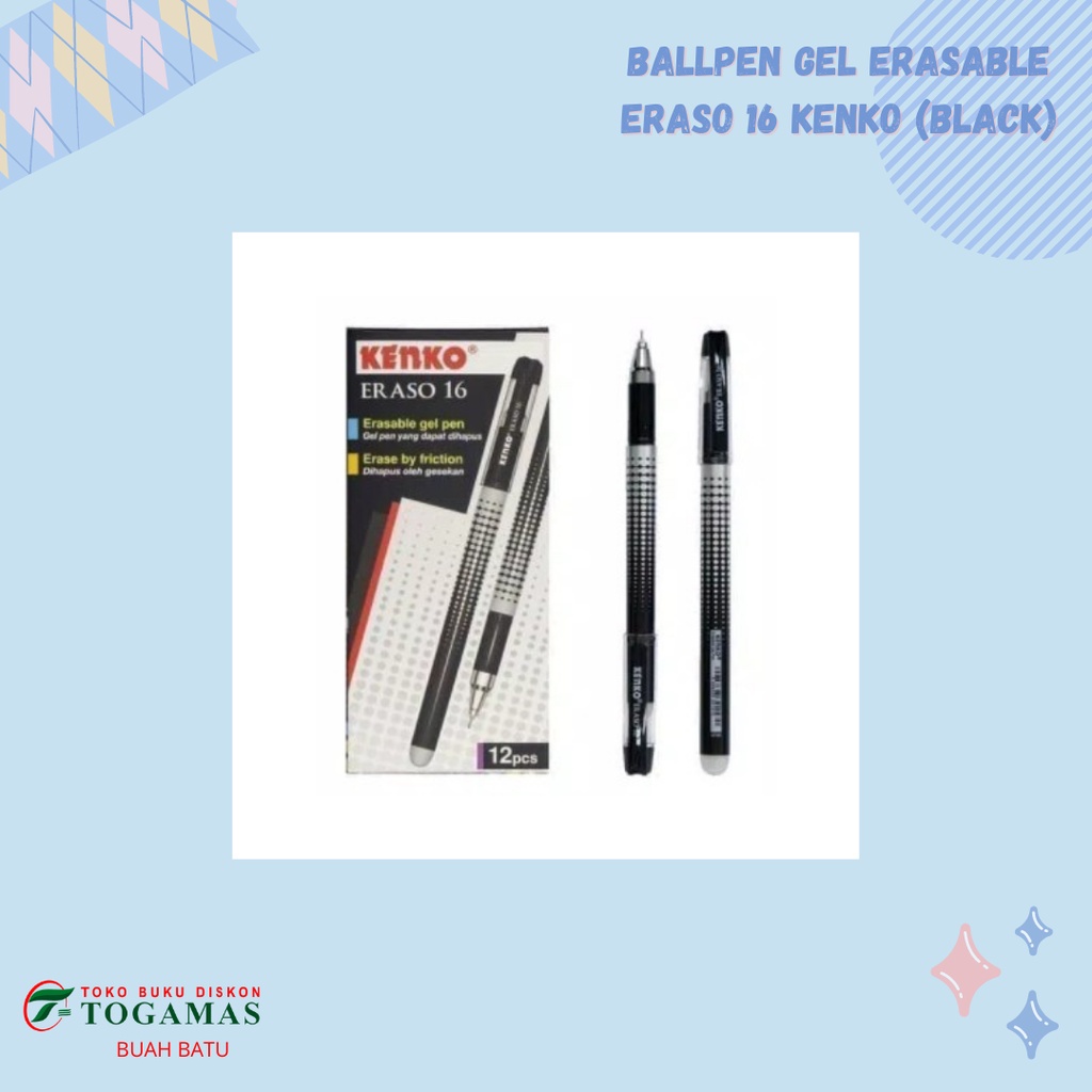 

BALLPEN GEL ERASABLE ERASO 16 KENKO (BLACK)