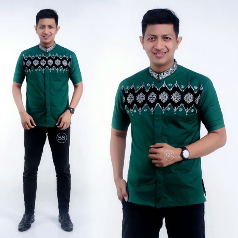 BAJU PRIA BATIK KOMBINASI BATIK KOKO MODERN