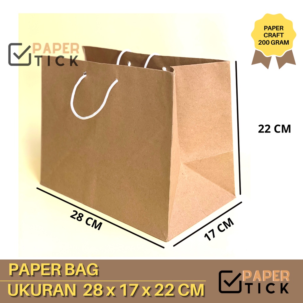 

28x17x22 cm Paper Bag Kraft / Goodie Bag / Paper Bag / Kue / Packaging / Tas Kertas/ Tas Kado