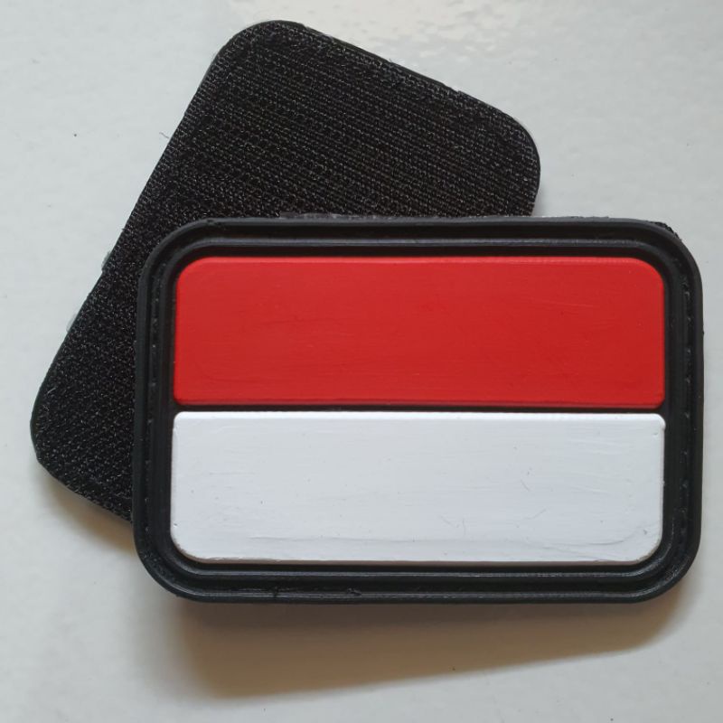 patch rubber logo bendera indonesia merah putih oval / tempelan emblem karet velcro