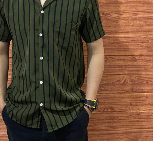 ✤ RIVIERA CLOTHING/KEMEJA STRIPE PRIA LENGAN PENDEK/KEMEJA SALUR PRIA/KEMEJA CASUAL PRIA/KEMEJA SANT