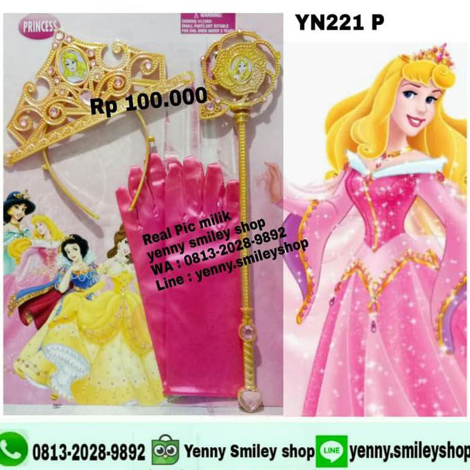 #YN221 P aksesoris Princess Aurora tongkat, mahkota, sarung tangan
