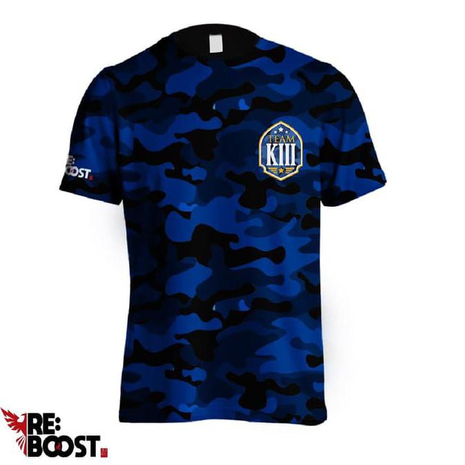 Jkt48 Re:Boost Team K Camo T-Shirt - Biru, L .Aruansy.Olshop