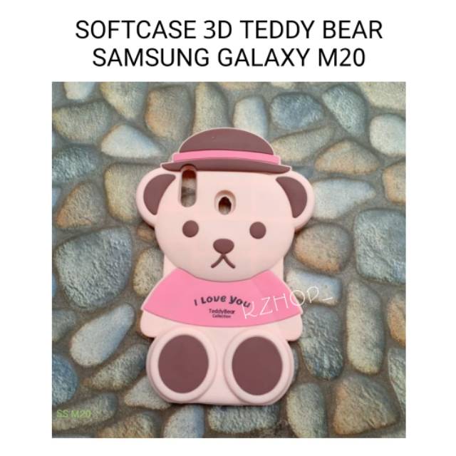 Softcase Samsung Galaxy M20 / m20 Cover 3D Silikon karakter boneka teddybear soft casing