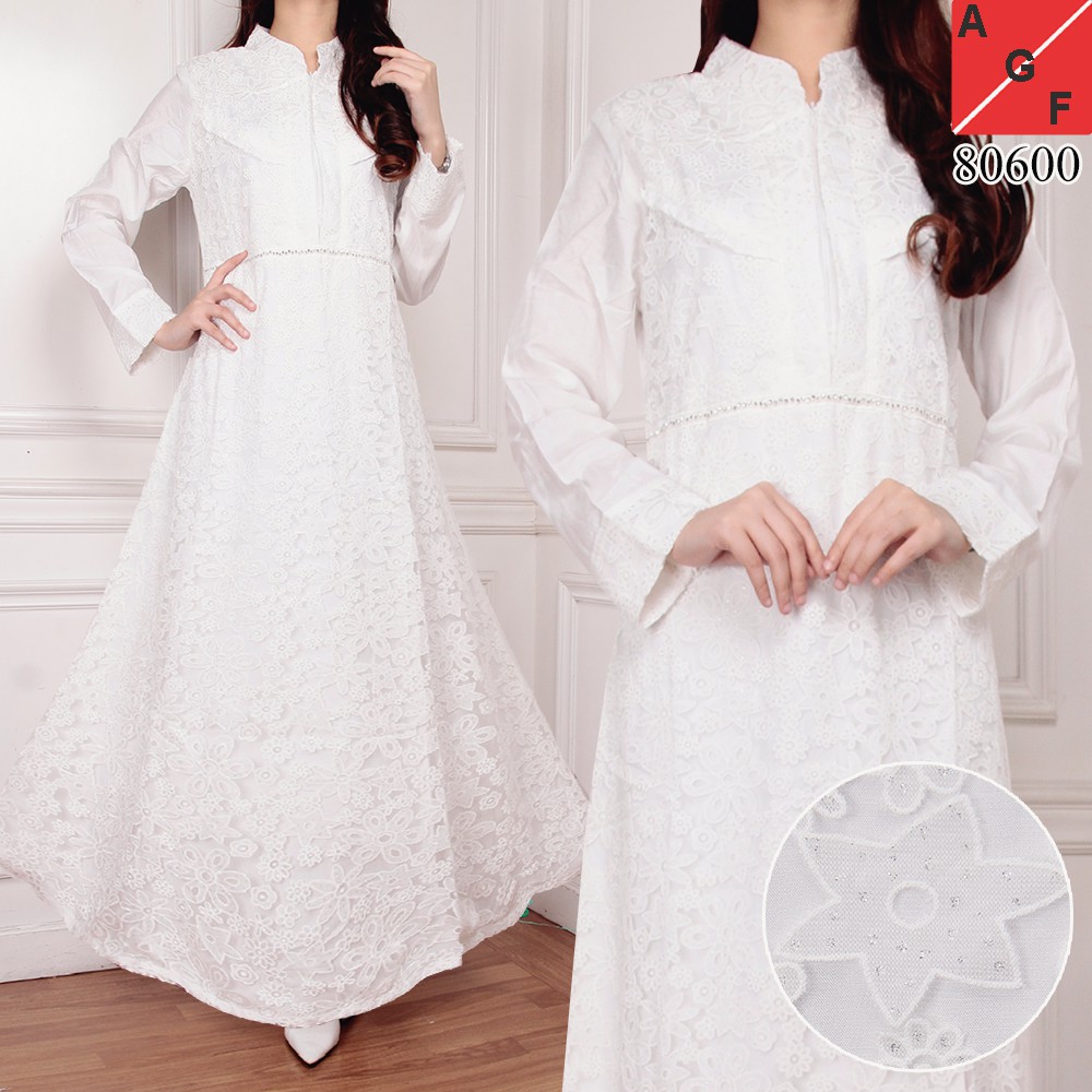  Baju  Gamis  Putih Busana Muslim Baju  Muslim Wanita  