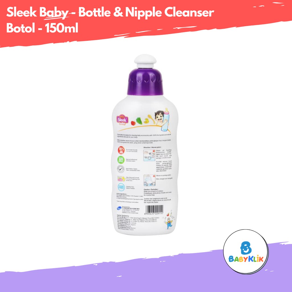 Sleek Baby Bottle &amp; Nipple Cleanser Botol 150ML Sabun Cuci Botol Bayi