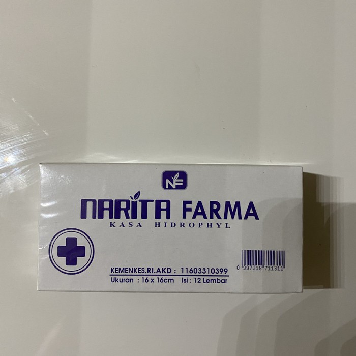 Kasa hidrofil narita farma box isi 10 lembar