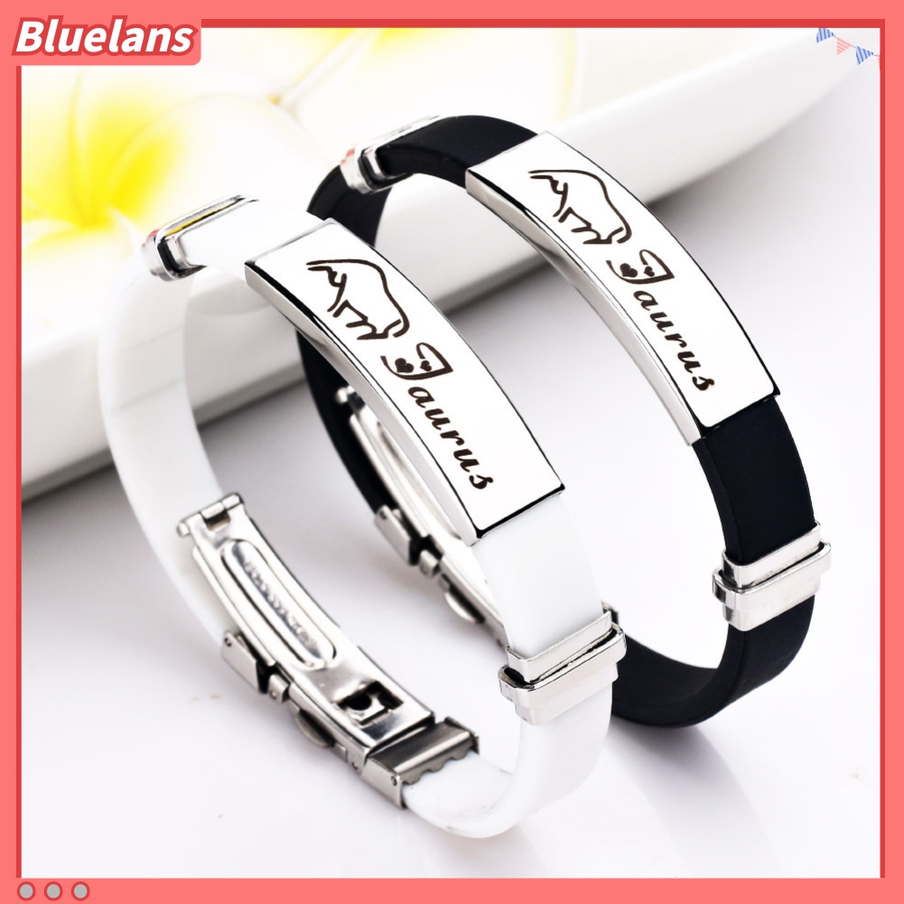 Bluelans Gelang Bangle Bahan Silikon Adjustable Desain 12 Rasi Bintang Untuk Unisex