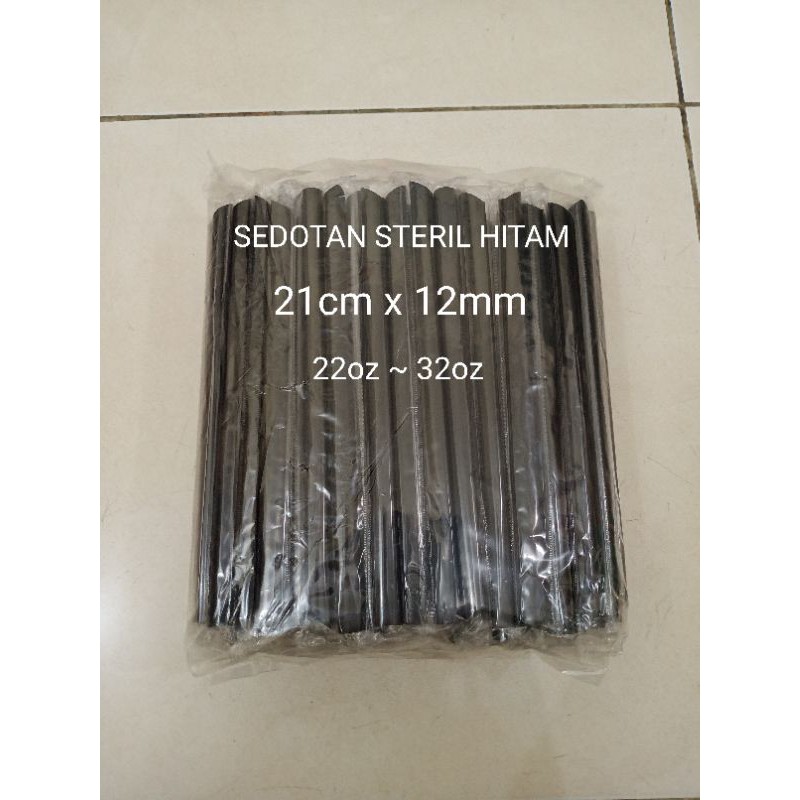 

100pcs Sedotan steril 21cm12mm hitam
