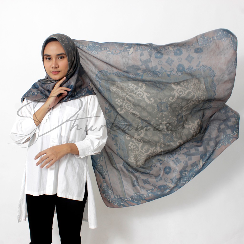 DHURKAMAI HIJAB SEGIEMPAT VOAL SHINE - FIOLLA MOTIF EUNOIA