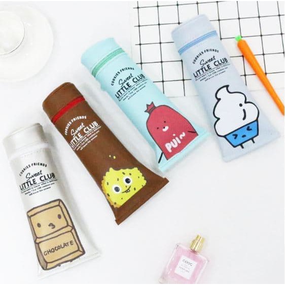 

EDW KP04 Tempat Pensil Snack Cookies Friends Sweet Little Club Pencil Case Pouch Bag Organizer